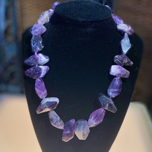 Chunky Raw Amethyst Semi-Precious Stone Necklace